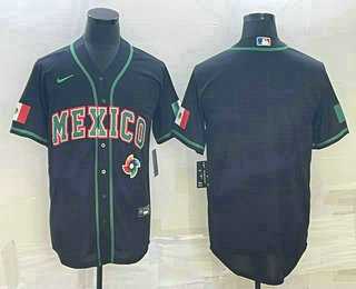 Men%27s Mexico Baseball Blank 2023 Black World Baseball Classic Stitched Jersey